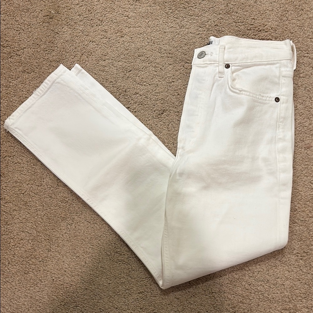 New NWOT Agolde Riley Crop White Jeans size 25